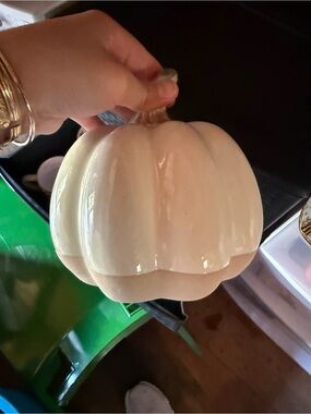 Cream Ceramic Pumpkin Decorative Accent